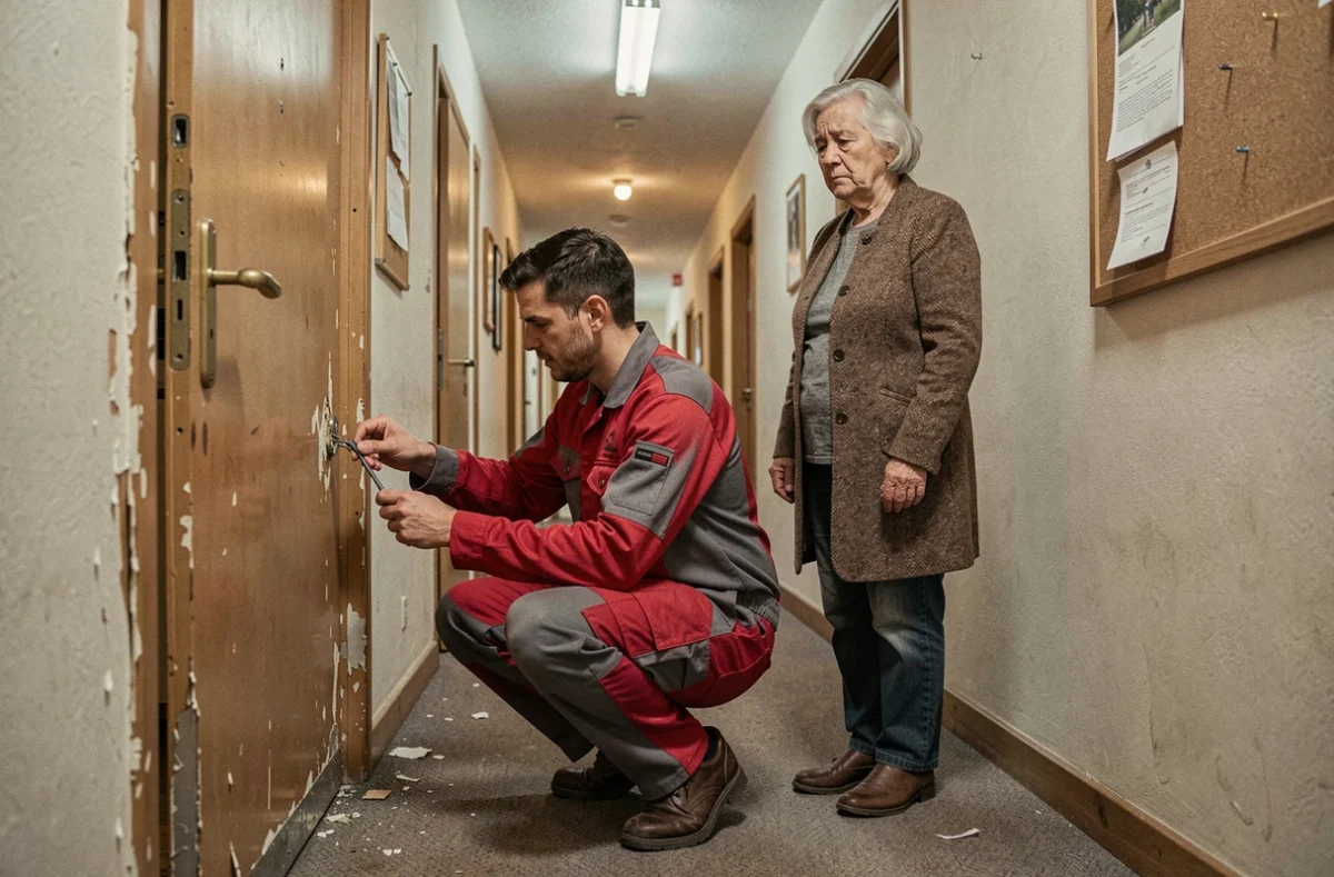 Serrurier d'urgence Allo-Serrurier Colombes aidant une résidente face à une serrure bloquée à Colombes