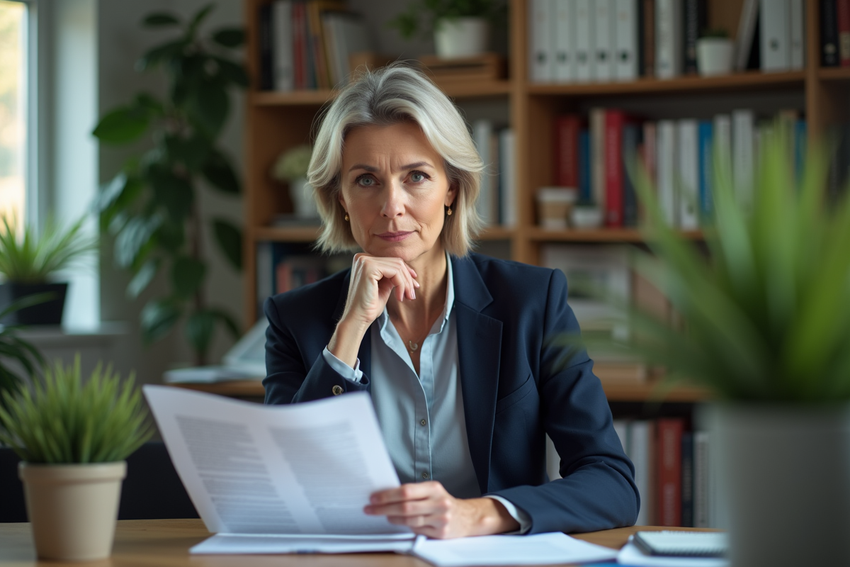 Femme responsable HR examinant un document d