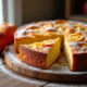 Gâteau aux pommes sans levure tranché sur table en bois