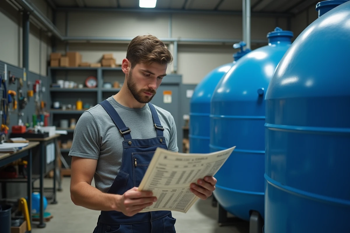 Jeune homme vérifiant un tableau dans un atelier industriel
