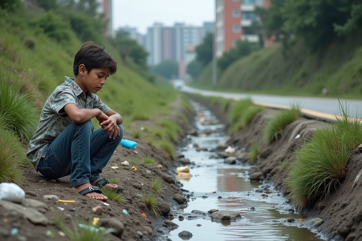 Jeune garçon près d