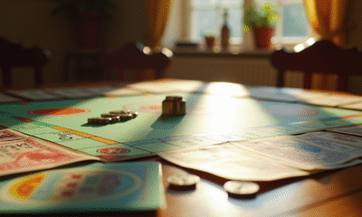 Jeu de Monopoly ancien des années 70 avec billets francs et pièces colorées