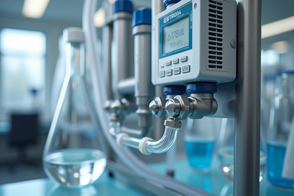 Système de purification d'eau hydrodynamique en laboratoire avec filtres membranaires et raccords en acier inoxydable