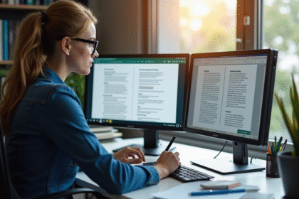 Traducteur professionnel analysant écrans avec ChatGPT et documents